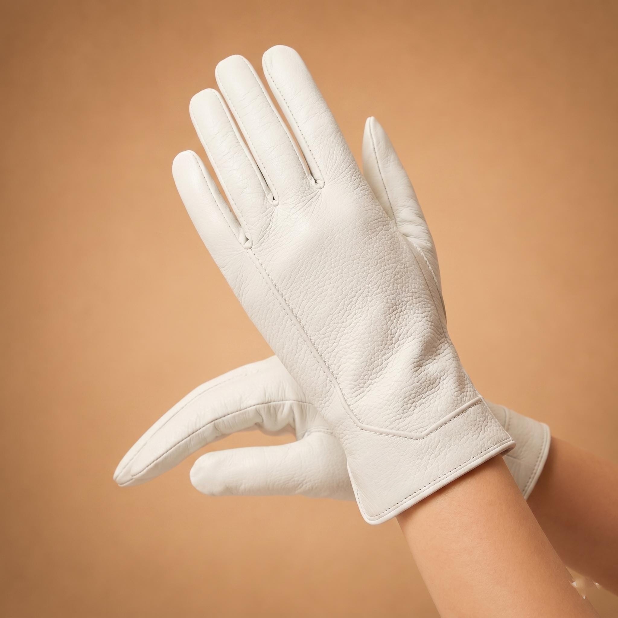 Elegant Ivory Full-Finger Dress Gloves