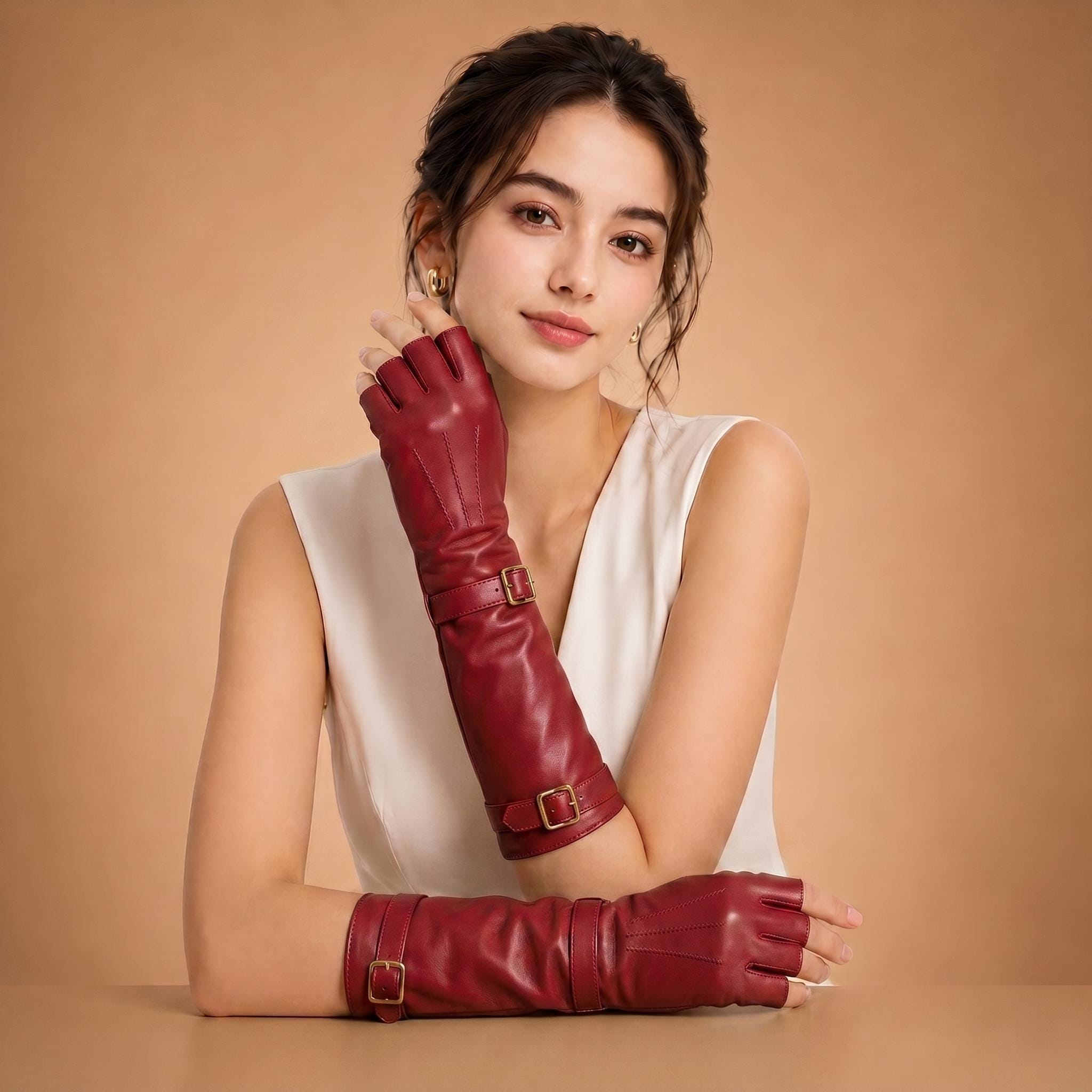 Women’s Leather Fingerless Gloves Available in Multiple Colors