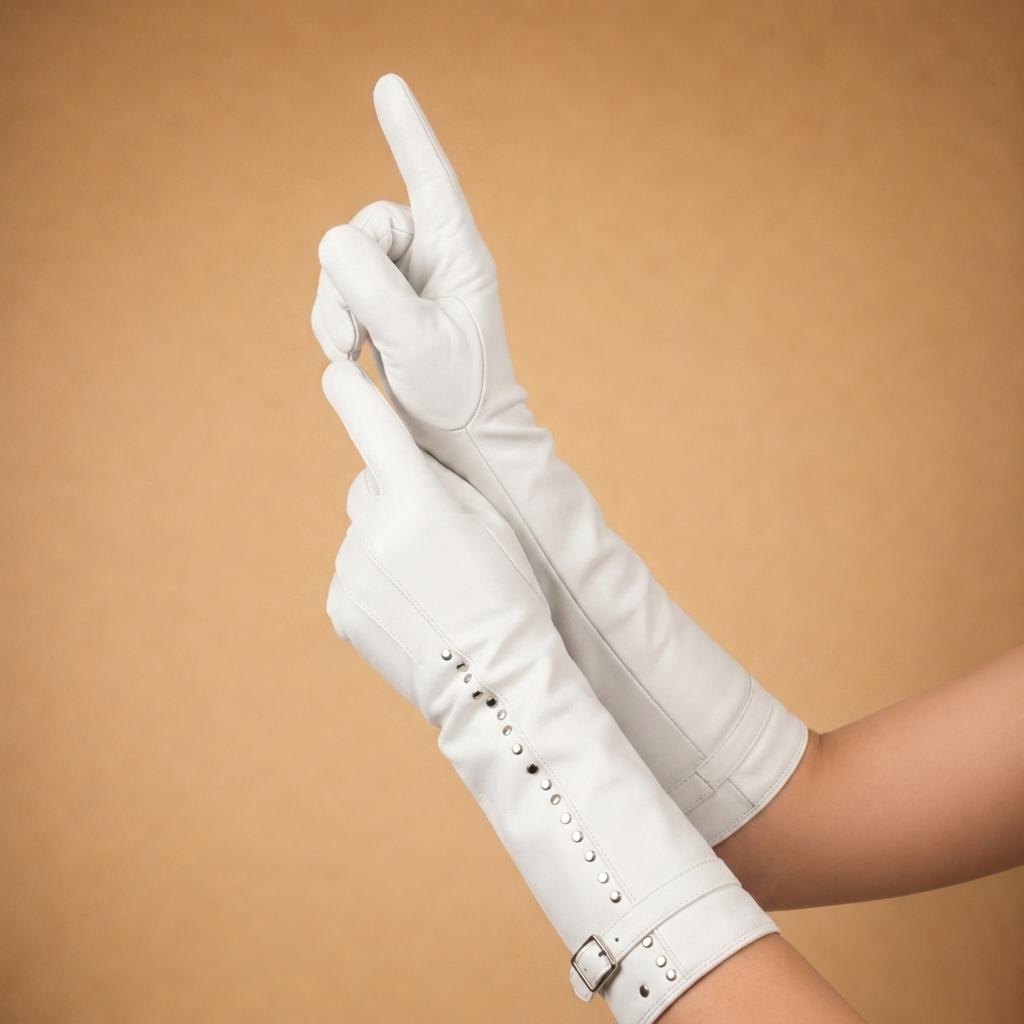 Women's Long Studded and Buckle Gloves